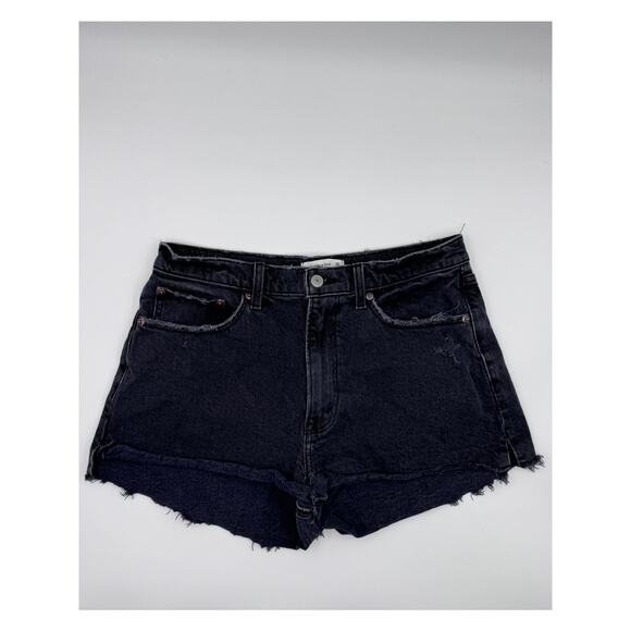 Abercrombie & Fitch Womens The Mom Short High Rise Shorts Black‎ 10 - Picture 2 of 4